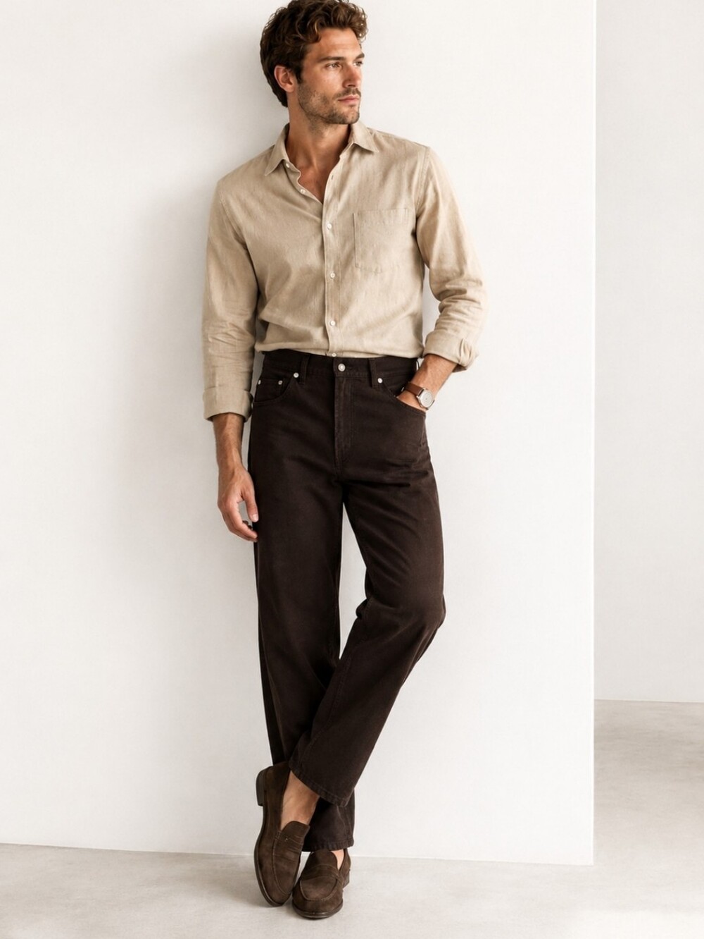 Hugo Boss Select Line Alabama 5 Pocket Design Brown Trousers 34 × 30
